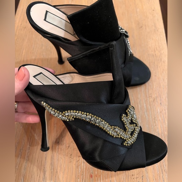 No. 21 Women's Satin Slide Mule Sandals High Heels - Picture 2 of 10